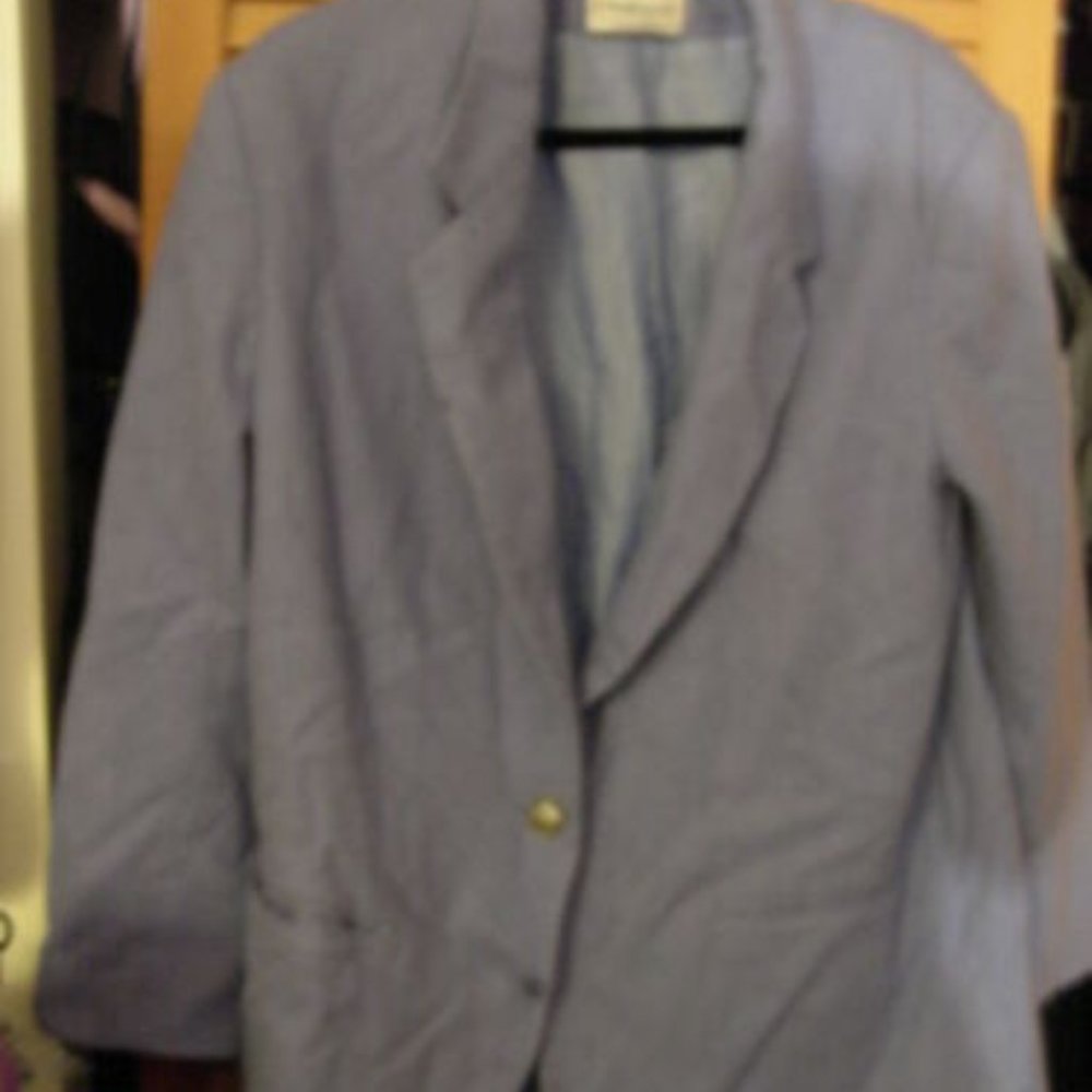 Light cornflower blue wool? blazer lined  Large 14 vintage late 80s 90s